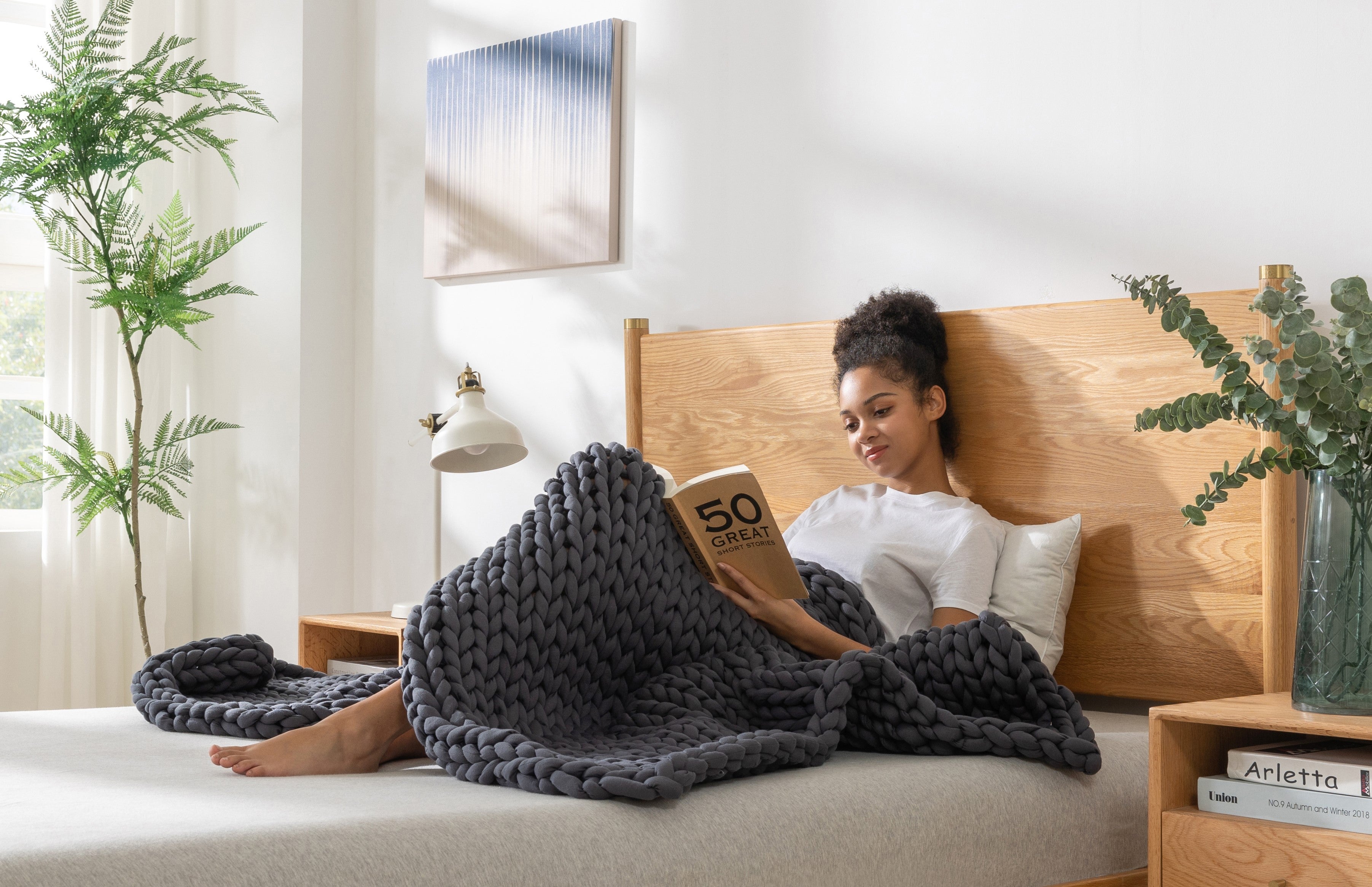 #color_misty grey_Knitted Weighted Blanket Single