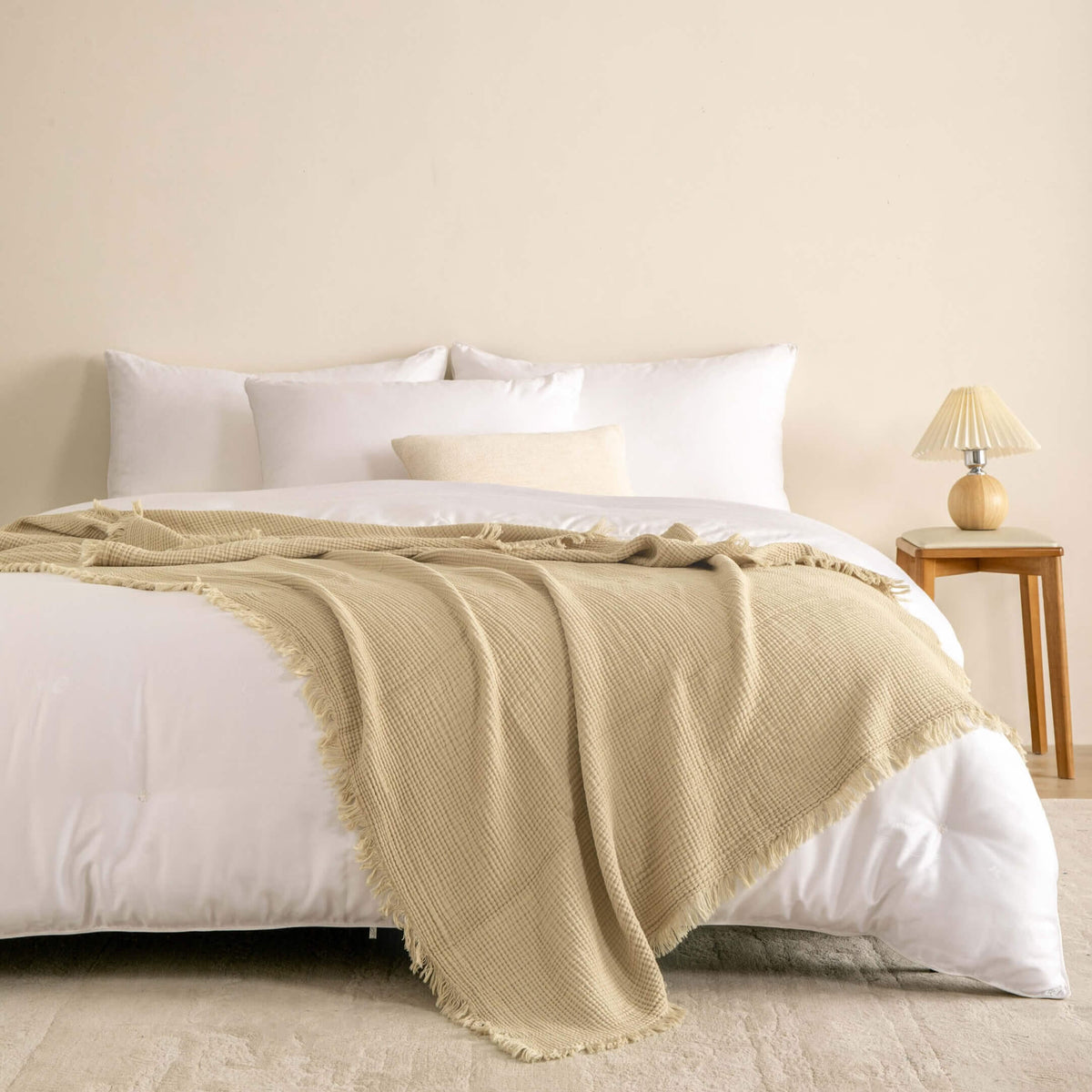 2. Souverhome Organic Cotton Muslin Throw Blanket