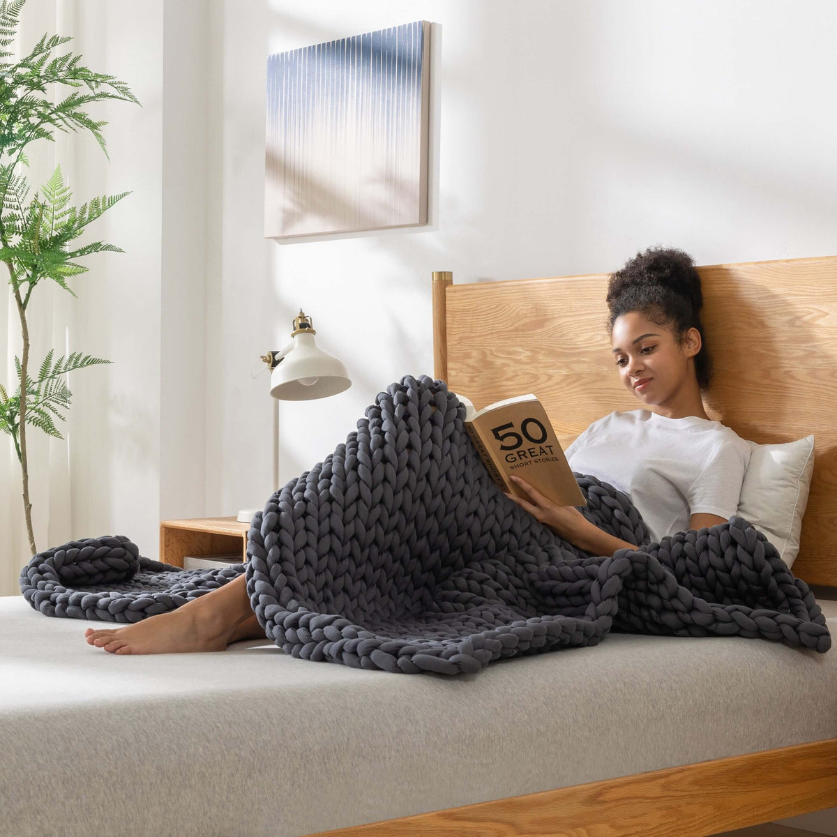 2. Knitted Weighted Blanket Single